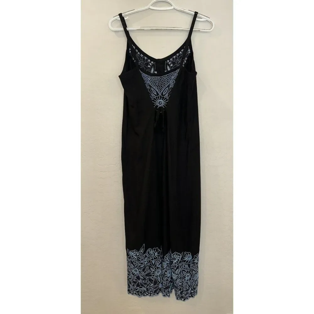 Button Down Embroidered Lace Bohemian Dress 90’s Western Coastal Cowgirl - Picture 7 of 15
